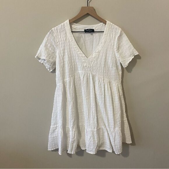 Lulu’s Sunshine On the Mind White Short Sleeve Babydoll Dress - Picture 6 of 11